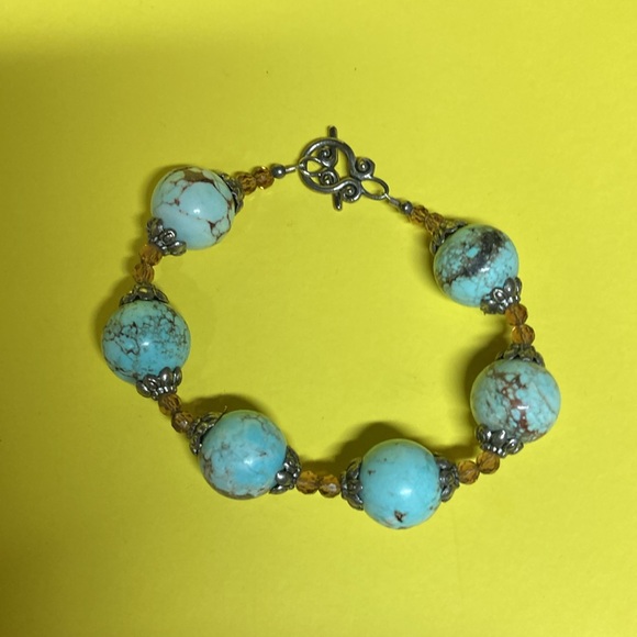 Turquoise and silver ball bracelet - Picture 4 of 4